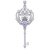 Irish Celtic Claddagh Spiritual Key Silver Pendant TPD5904 - Jewelry