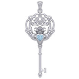 Irish Celtic Claddagh Spiritual Key Silver Pendant TPD5904 - Jewelry