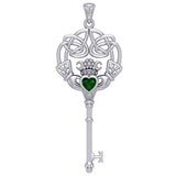 Irish Celtic Claddagh Spiritual Key Silver Pendant TPD5904 - Jewelry