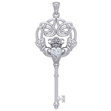 Irish Celtic Claddagh Spiritual Key Silver Pendant TPD5904 - Jewelry