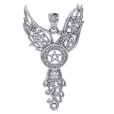 Celtic Phoenix with Five-Pointed Star Silver Pendant TPD5906