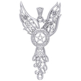 Celtic Phoenix with Five-Pointed Star Silver Pendant TPD5906