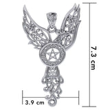 Celtic Phoenix with Five-Pointed Star Silver Pendant TPD5906