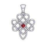 Triple Celtic Knotwork Heart Silver Pendant with Gem TPD5910 - Jewelry