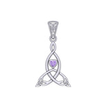 Celtic Mother Knot Silver Pendant with Gemstone TPD5911 - Jewelry