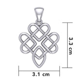 Triple Celtic Knotwork Heart Silver Pendant TPD5914