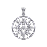 The Sun and Celtic Trinity Knot Sterling Silver Pendant TPD5924