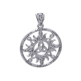 The Sun and Celtic Trinity Knot Silver Pendant TPD5924