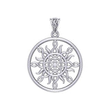 The Sun and Flower of Life Silver Pendant TPD5925