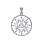 The Sun and Celtic Triquetra Sterling Silver Pendant TPD5928