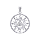The Sun and Celtic Triquetra Sterling Silver Pendant TPD5928