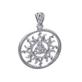 The Sun and Celtic Triquetra Silver Pendant TPD5928