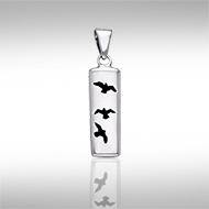 Flying Birds Cylinder Silver Pendant TPD594 - Jewelry