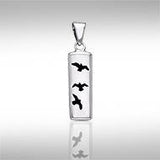 Flying Birds Cylinder Silver Pendant TPD594