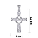 Celtic Cross Aquarius Astrology Zodiac Sign Silver Pendant TPD5946 - Jewelry