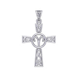 Celtic Cross Aries Astrology Zodiac Sign Silver Pendant TPD5948