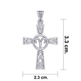 Celtic Cross Aries Astrology Zodiac Sign Silver Pendant TPD5948 - Jewelry