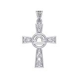 Celtic Cross Libra Astrology Zodiac Sign Silver Pendant TPD5954
