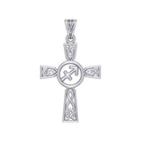 Celtic Cross Sagittarius Astrology Zodiac Sign Silver Pendant TPD5956