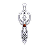 Celtic Goddess with Birthstone Silver Pendant TPD5959