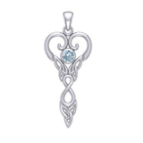 Celtic Infinity Goddess with Birthstone Silver Pendant TPD5960 - Jewelry