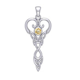 Celtic Infinity Goddess with Birthstone Silver Pendant TPD5960 - Jewelry
