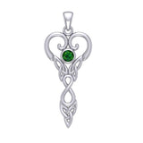 Celtic Infinity Goddess with Birthstone Silver Pendant TPD5960 - Jewelry