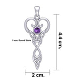 Celtic Infinity Goddess with Birthstone Silver Pendant TPD5960 - Jewelry