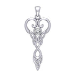 Celtic Infinity Goddess with Birthstone Silver Pendant TPD5960 - Jewelry