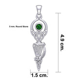 Celtic Goddess with Irish Harp Silver Pendant TPD5961