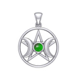 Triple Goddess and Five-Pointed Star Silver Pendant with Gemstone TPD5969
