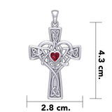 Celtic Heart Birthstone Trinity Cross Silver Pendant TPD5991