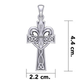 A powerful combination of Celtic elements ~ Sterling Silver Jewelry Pendant in Fleur-de-Lis and Celtic Cross TPD5994