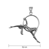 Beautiful Acrobat Lady With Her Magical Aerial Hoop Silver Pendent TPD5998 - Jewelry