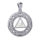 Large AA Recovery with Celtic Boarder Silver Pendant TPD6007 - Jewelry