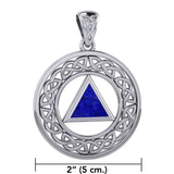 Large AA Recovery with Celtic Boarder Silver Pendant TPD6007 - Jewelry