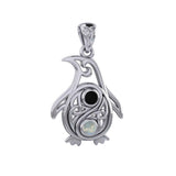 Celtic Yin Yang Spirit of The Antarctic Penguin Silver Pendant with Gem TPD6014