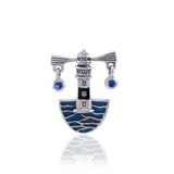 Lighthouse Sterling Silver with Navy Blue Enamel Pendant TPD602 - Jewelry