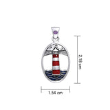Lighthouse and Gem Silver Pendant TPD603 - Jewelry