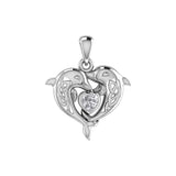 Celtic Double Dolphin With Heart Gemstone Pendant TPD6046 - Jewelry