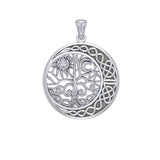 The Tree of Life on Celtic Crescent Moon Silver Pendant TPD6053