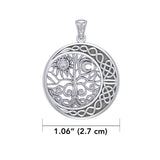 The Tree of Life on Celtic Crescent Moon Silver Pendant TPD6053