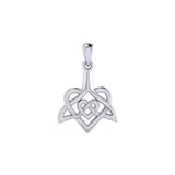 Celtic Whale Tail And Double Heart Silver Pendant TPD6055