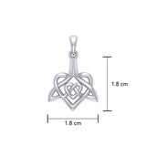 Celtic Whale Tail And Double Heart Silver Pendant TPD6055