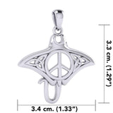 Celtic Manta Ray with Peace Symbol Silver Pendant TPD6070 - Jewelry