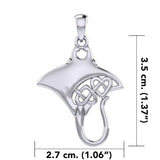 Manta Ray With Double Hearts Silver Pendant TPD6071