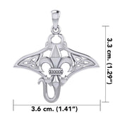 Celtic Manta Ray with Fleur De Lis Symbol Silver Pendant TPD6073