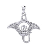 The Celtic Manta Ray Silver Pendant with Claddagh Symbol TPD6074 - Jewelry