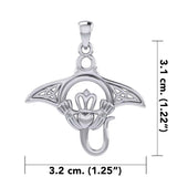 The Celtic Manta Ray Silver Pendant with Claddagh Symbol TPD6074