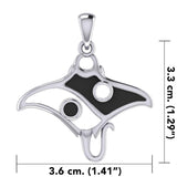 The Manta Ray with Yin Yang Symbol Silver Pendant TPD6075